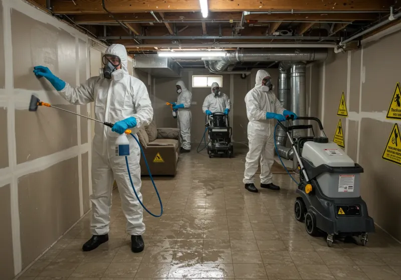 Basement Moisture Removal and Structural Drying process in Tallmadge, OH